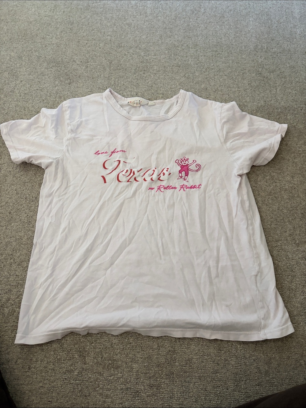 Roller Rabbit White Tee with Pink Logo